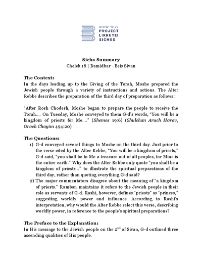 Project Likkutei Sichos — Parshas Bamidbar