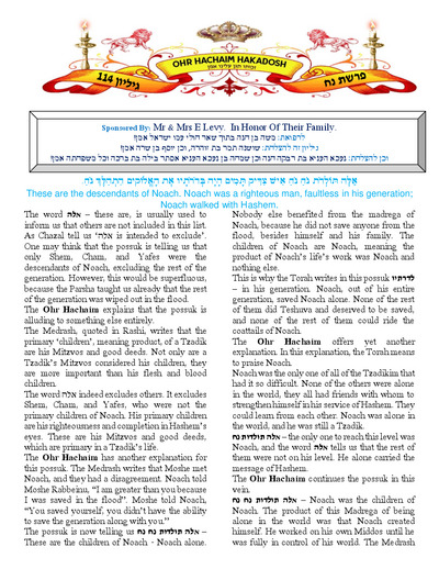 Ohr Hachaim Hakadosh — Parshas Noach