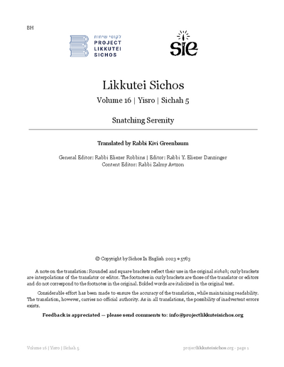 Project Likkutei Sichos — Parshas Yisro
