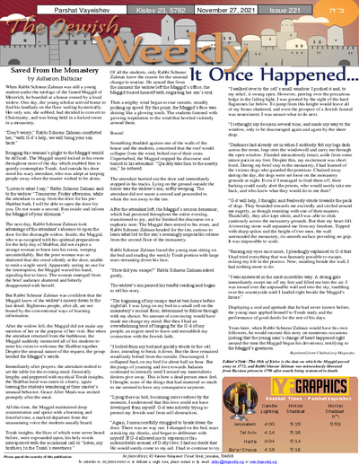 The Jewish Weekly — Parshas Vayeishev