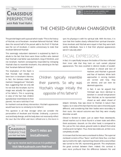 Chassidus Perspective — Parshas Toldos