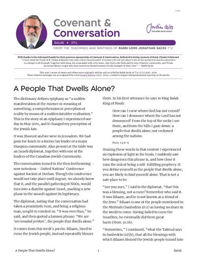 Covenant & Conversation — Parshas Balak