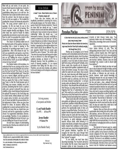Peninim on the Torah — Parshas Pinchas