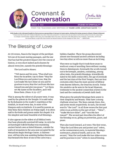 Covenant & Conversation — Parshas Naso