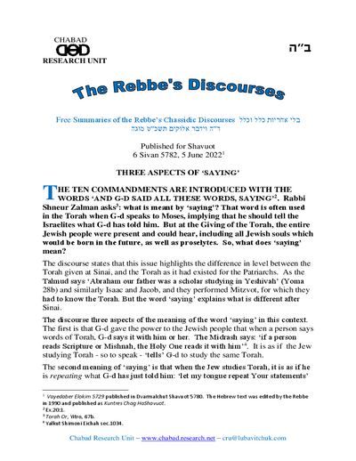 Chabad Research Unit — Parshas Bamidbar