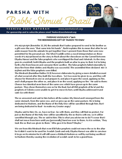 Parsha with Rabbi Shmuel Brazil — Parshas Vayishlach