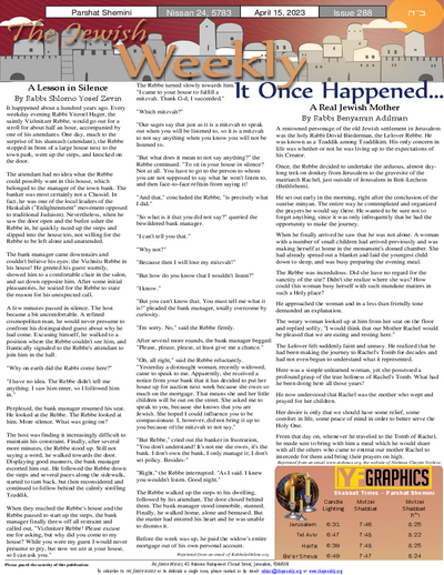 The Jewish Weekly — Parshas Shemini