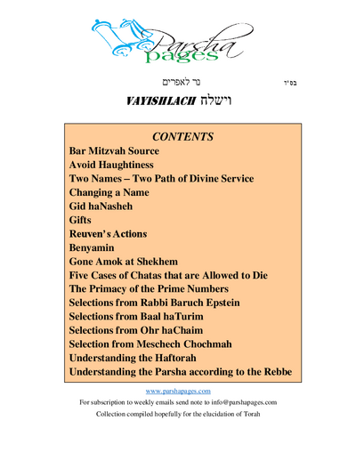 Parsha Pages — Parshas Vayishlach