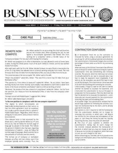 Business Weekly — Parshas Beshalach