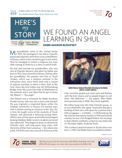 Here's my story — Parshas Chayei Sarah