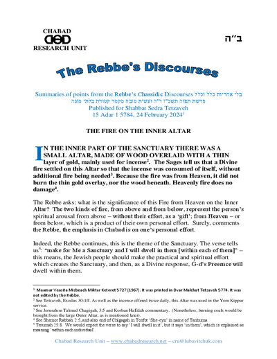 Chabad Research Unit — Parshas Tetzaveh