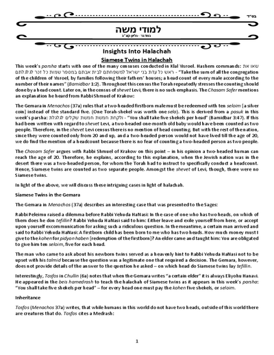 Limuday Moshe — Parshas Bamidbar