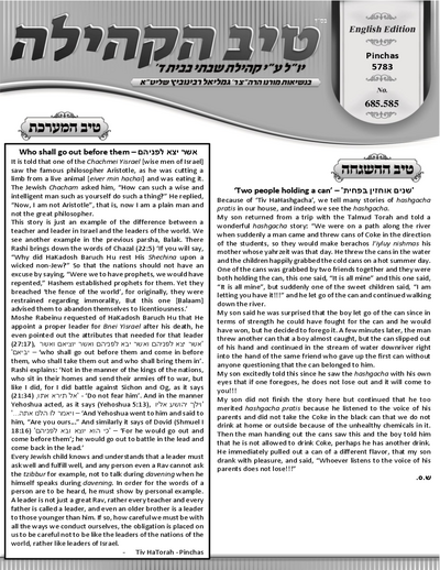 טיב הקהילה English — Parshas Pinchas