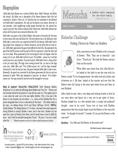 Menucha Magazine — Parshas Emor