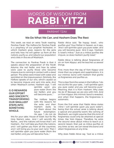 Words of Wisdom from Rabbi Yitzi — Parshas Tsav