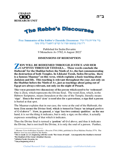 Chabad Research Unit — Parshas Devorim