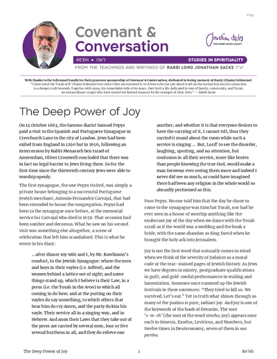 Covenant & Conversation — Parshas Re'eh