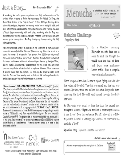 Menucha Magazine — Parshas Vayishlach
