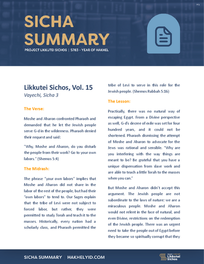 Project Likkutei Sichos — Parshas Shemos