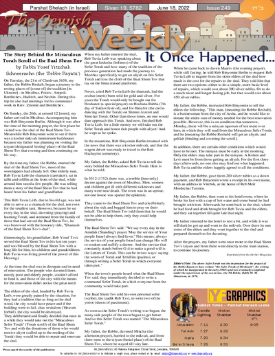The Jewish Weekly — Parshas Shlach