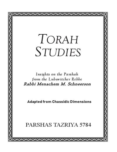 Torah Studies — Parshas Tazria