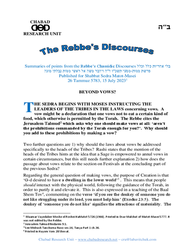 Chabad Research Unit — Parshas Matos-Massei