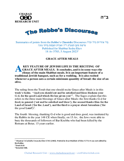 Chabad Research Unit — Parshas Eikev