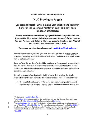 Parsha Halacha — Parshas Vayishlach