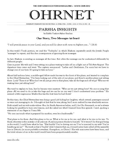OHRNET — Parshas Bechukosai