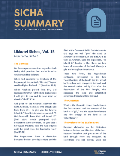 Project Likkutei Sichos — Parshas Lech-Lecha