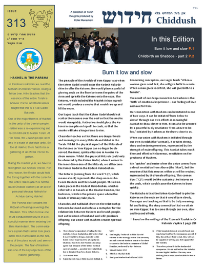The Weekly Chiddush — Parshas Acharei Mos-Kedoshim