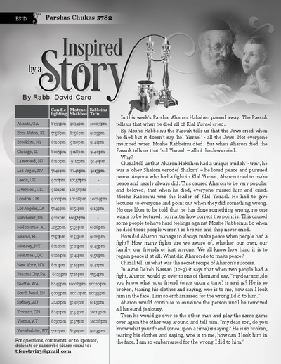 Inspired by a Story — Parshas Chukas