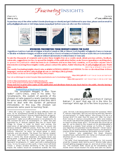 Fascinating Insights — Parshas Shlach