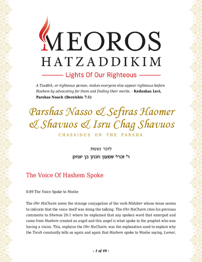 Me'oros Hatzaddikim — Parshas Naso