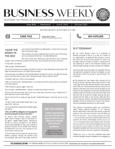 Business Weekly — Parshas Behaalotcha