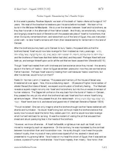 Michal Horowitz - Shiurim & Classes — Parshas Vayechi