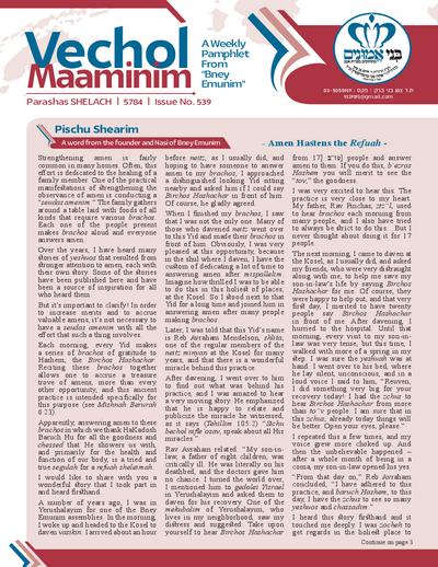 Vechol Maaminim — Parshas Shlach