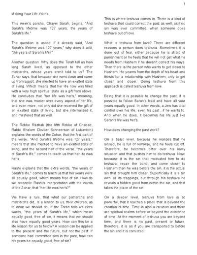Words of Wisdom from Rabbi Yitzi — Parshas Chayei Sarah