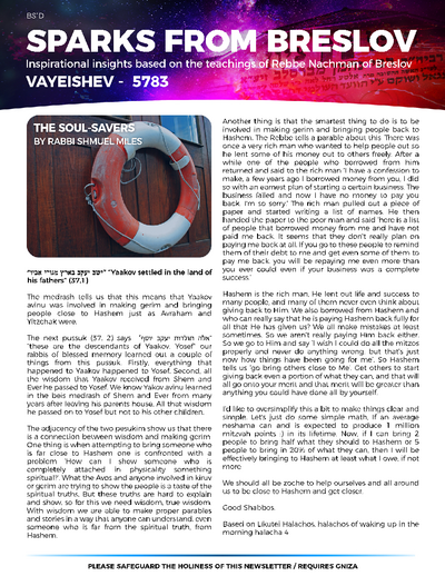 Sparks from Breslov — Parshas Vayeishev