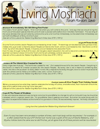 Living Moshiach — Parshas Ki Savo