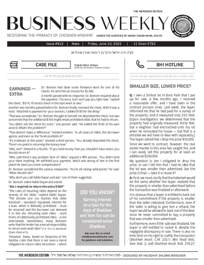 Business Weekly — Parshas Naso