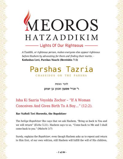Me'oros Hatzaddikim — Parshas Tazria