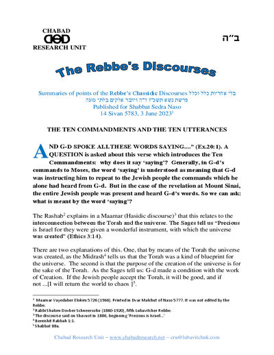 Chabad Research Unit — Parshas Naso