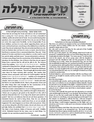 טיב הקהילה English — Parshas Vayak'hel