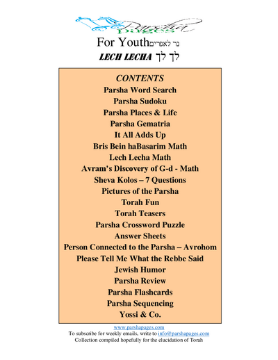 Parsha Pages Youth — Parshas Lech-Lecha