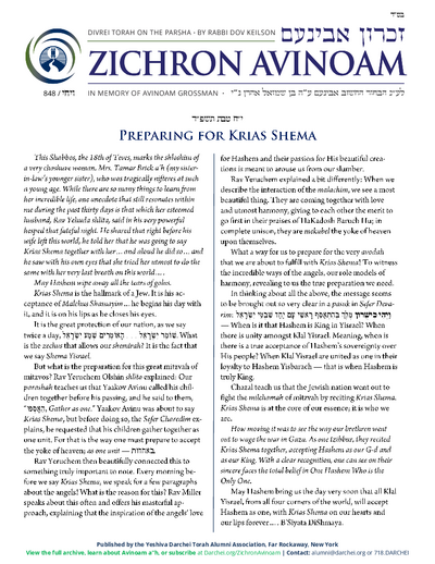 Zichron Avinoam — Parshas Vayechi