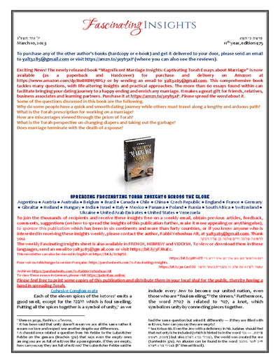 Fascinating Insights — Parshas Ki Sisa