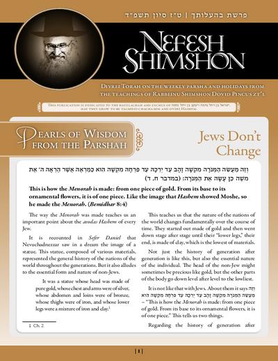 Nefesh Shimshon — Parshas Behaalotcha