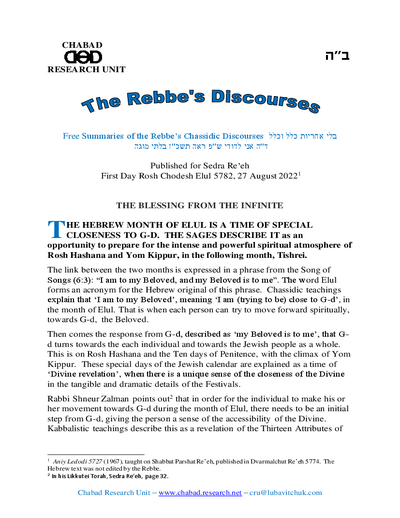 Chabad Research Unit — Parshas Re'eh