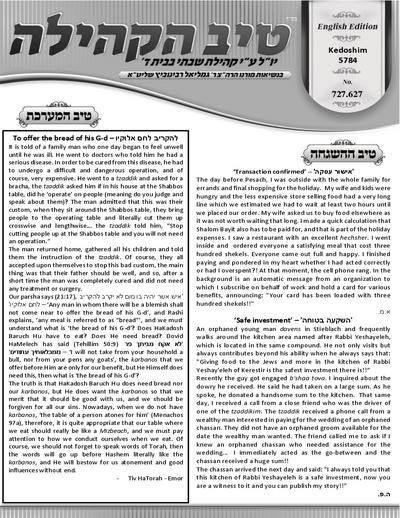טיב הקהילה English — Parshas Emor